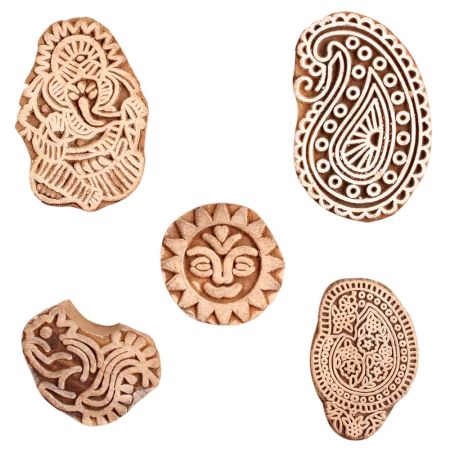 Set of 5 Piece New Mix Wooden Printing Block